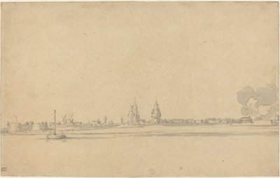 Veduta di una città olandese (Delft?) da Willem van de Velde the Younger