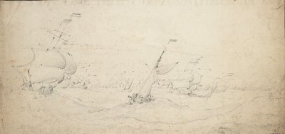 Uno squadrone posteriore olandese che va controvento in mare agitato da Willem van de the Elder Velde