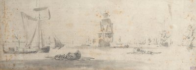 Una galiotta con venti leggeri e diverse chiatte, c.1681 da Willem van de the Elder Velde