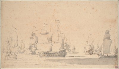 Navi inglesi, un ketch e una galiotta in una leggera brezza, giugno 1673?, c.1673 da Willem van de the Elder Velde