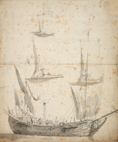 Ritratto di una piccola nave mercantile olandese, c.1665 da Willem van de the Elder Velde