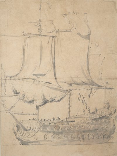 Ritratto di una nave inglese di terza classe, c.1685 da Willem van de the Elder Velde