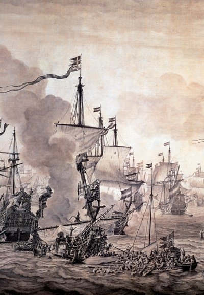 La battaglia del Sund tra le flotte olandese e svedese, 8 novembre 1658 (dettaglio) da Willem van de the Elder Velde