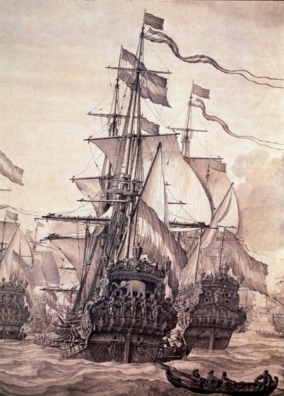 La flotta olandese nel 1672 (dettaglio) da Willem van de the Elder Velde
