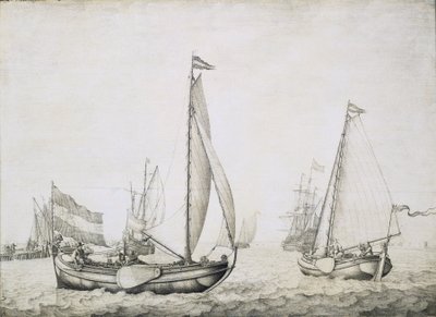 Due navi olandesi alla partenza, probabilmente nel porto di Amsterdam (circa 1660) da Willem van de the Elder Velde