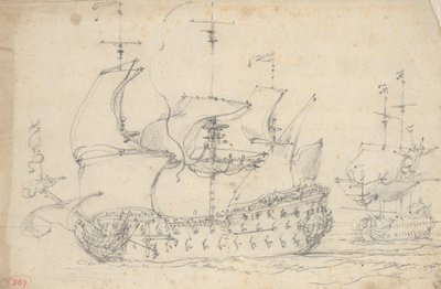 Due terzi ranghi inglesi in partenza, c.1675 da Willem van de the Elder Velde