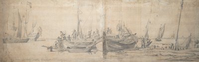 Due kaags a riva alla fine di un duro lavoro da Willem van de the Elder Velde