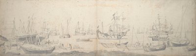Weyschuits, un kaag e navi da guerra olandesi nel Texel da Willem van de the Elder Velde