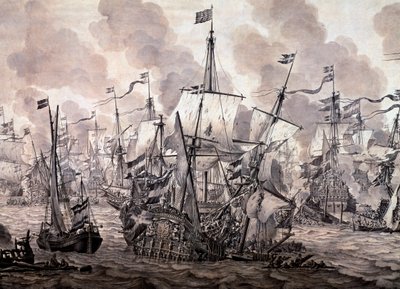 La battaglia del Sund tra le flotte olandesi e svedesi, 8 novembre 1658 (dettaglio) da Willem van de the Elder Velde