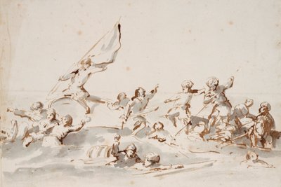 Una lotta in barca da Willem van de Velde the Younger