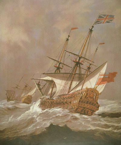La nave inglese Resolution in una tempesta, c.1680 da Willem van de Velde the Younger