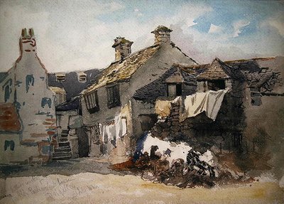 Il cortile interno della Vecchia Casa del Parlamento, Dolgelley, Galles del Nord (acquerello su carta) da William Evans