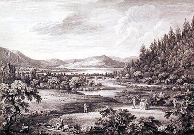 Vista da Ulswater verso Pooley Bridge, inciso da Chatelin e Canot da William (after) Bellers