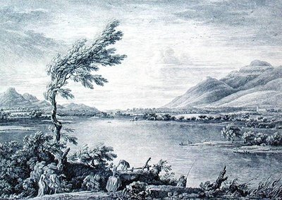 Veduta di Derwentwater da Vicars Island verso Skiddaw, inciso da Chatelin e Grignion da William (after) Bellers