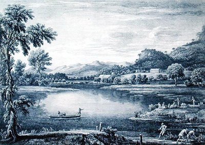 Vista di Winander Meer vicino ad Ambleside, inciso da Chatelin e Muller da William (after) Bellers