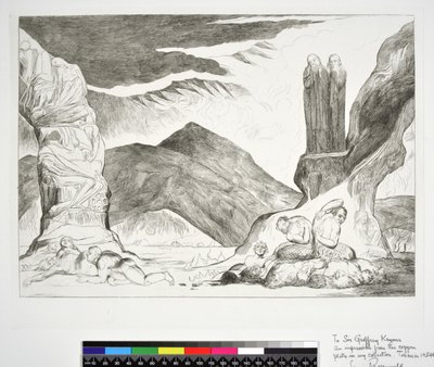Il cerchio dei falsificatori: Dante e Virgilio si coprono il naso a causa del fetore, Inferno, Canto XXIX, illustrazione alla 
