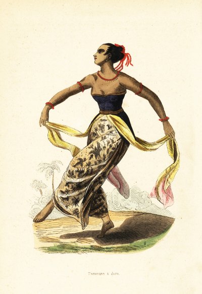 Ronggeng o rongging, ballerina di Giava, Indonesia da William (after) Daniell