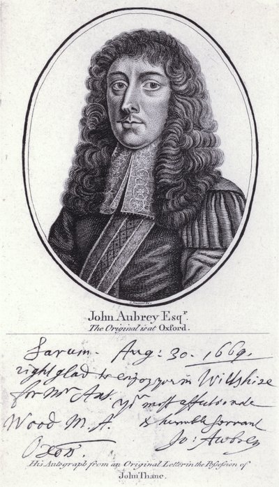 John Aubrey, antiquario, filosofo naturale e autore inglese (incisione) da William (after) Faithorne