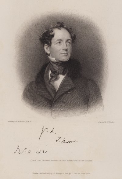 Thomas Moore, poeta irlandese e biografo di Lord Byron (incisione) da William (after) Finden