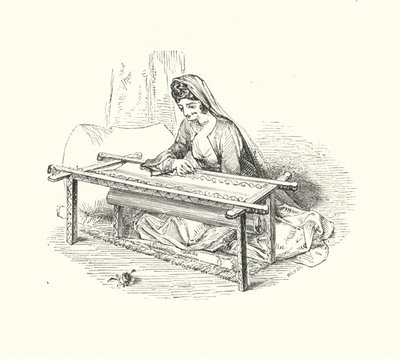 Signora che ricama da William (after) Harvey