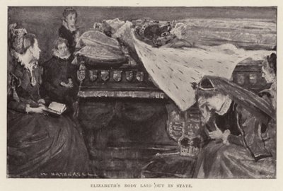 Il corpo di Elisabetta I esposto in stato, pub. 1898 da William (after) Hatherell
