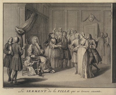 Una Donna che Giura un Bambino a un Cittadino Grave da William (after) Hogarth