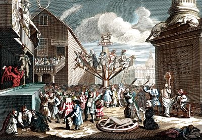 Stampa emblematica dello schema del Mare del Sud da William (after) Hogarth