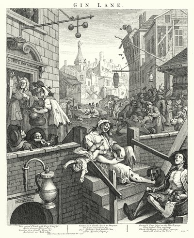 Gin Lane (incisione) da William (after) Hogarth