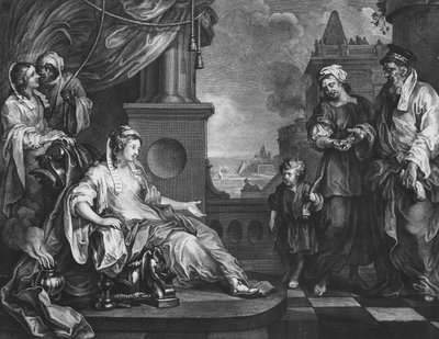Mosè portato alla figlia del faraone, c.1752 (incisione) da William (after) Hogarth