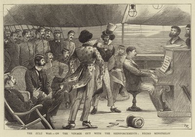 La guerra Zulu, durante il viaggio con i rinforzi, Minstrel nero da William (after) Ralston