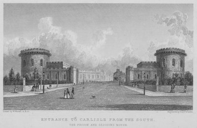 Ingresso a Carlisle da sud, la prigione e la casa delle sessioni da William (after) Westall