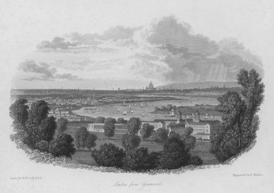 Londra da Greenwich (incisione) da William (after) Westall