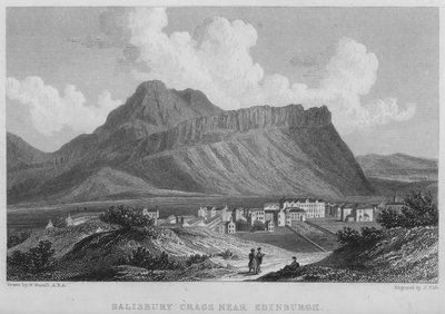 Salisbury Crags vicino a Edimburgo da William (after) Westall