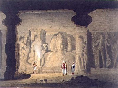 La Grande Triade nel Tempio delle Grotte di Elephanta, vicino a Bombay, nel 1803, da Volume II di 