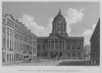 Municipio e Mansion House, Liverpool da William (after) Westall