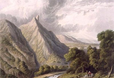 Veduta nel Bore Ghaut, inciso da T. Fielding e colorato da J.B. Hogarth da William (after) Westall