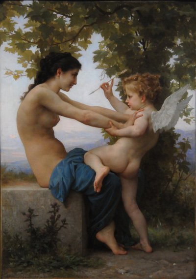 Una giovane ragazza che si difende da Eros, 1880 da William Adolphe Bouguereau