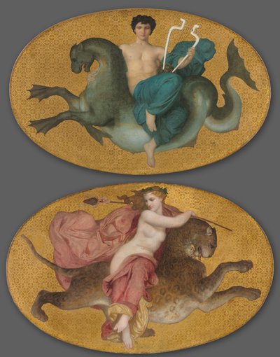 Arione su un Cavallo Marino e Baccante su una Pantera (coppia) da William Adolphe Bouguereau