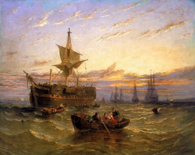 Nave mercantile della British East India sul Tamigi (Inghilterra) da William Adolphus Knell