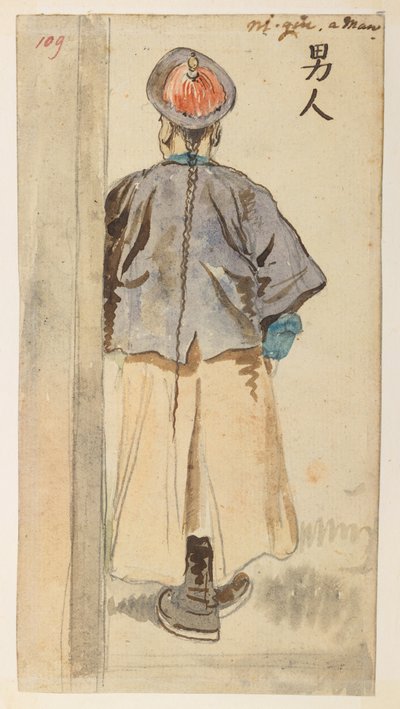 109 Studio di figura cinese, da un Album di 372 disegni di paesaggi, coste, costumi e vita quotidiana realizzati durante l