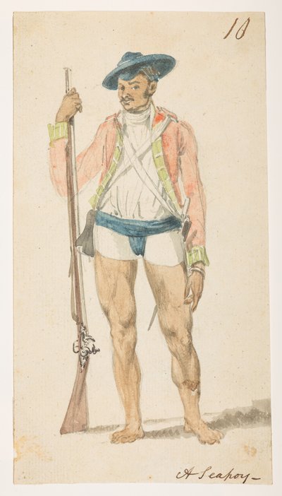 Un sepoy. da un Album di 372 disegni di paesaggi, coste, costumi e vita quotidiana realizzati durante l