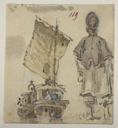 119 Studi di barche e figure, da un Album di 372 disegni di paesaggi, coste, costumi e vita quotidiana realizzati durante l