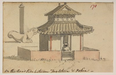 Tempio sulla strada tra Tong-tcheon e Pechino, da un Album di 372 disegni di paesaggi, coste, costumi e vita quotidiana realizzati durante l
