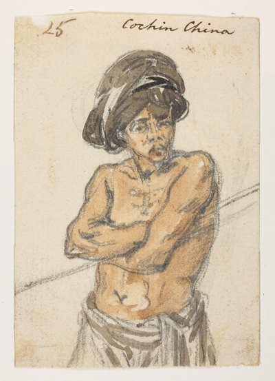 Uomo di Cochin China, da un Album di 372 disegni di paesaggi, coste, costumi e vita quotidiana realizzati durante l