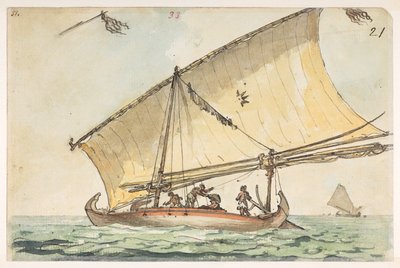 Barca in Cocincina, da un Album di 372 disegni di paesaggi, coste, costumi e vita quotidiana realizzati durante l