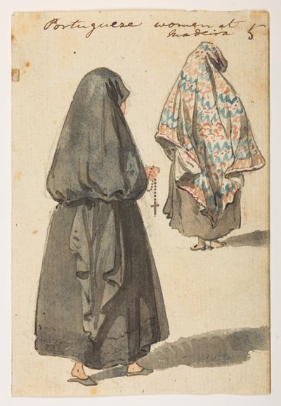 Donne portoghesi a Madeira, da un Album di 372 disegni di paesaggi, coste, costumi e vita quotidiana realizzati durante l
