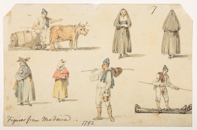 Figure di Madiera, 1792, da un Album di 372 disegni di paesaggi, coste, costumi e vita quotidiana realizzati durante l