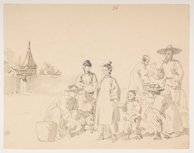 Un gruppo, da un album di 372 disegni di paesaggi, coste, costumi e vita quotidiana realizzati durante l