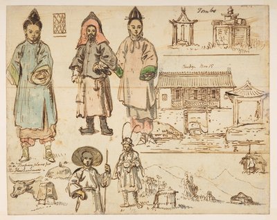 Studi di figure e edifici inclusi 