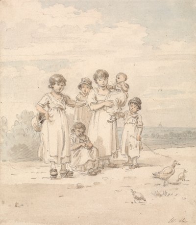 Gruppo di bambini inglesi: vista lontana di St. Paul